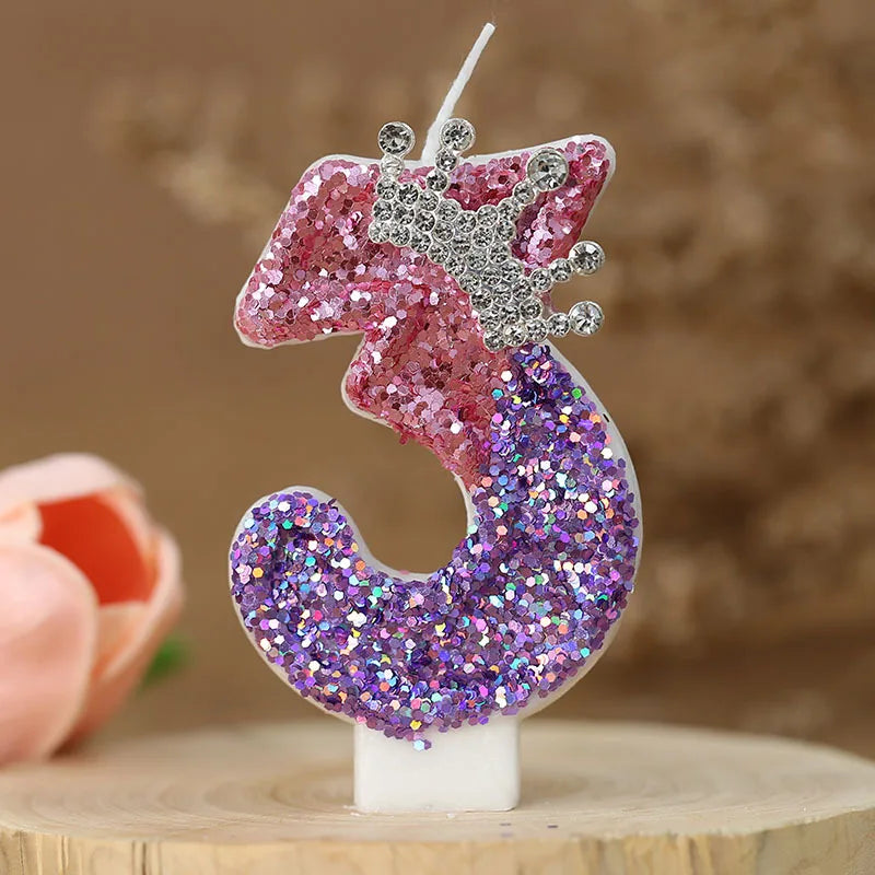 2nd Birthday Candle Cake Topper Colour Changing Creative Number 2 Candle Princess Crown Girl 1st Happy Birthday Party Decoration