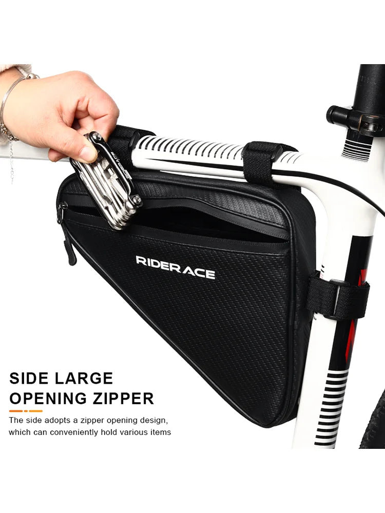 RIDERACE Waterproof Cycling Tube Bags 1.5L MTB Road Bike Triangle Bag Cycling Frame Front Bags Repair Tools Pannier Bicycle Bag