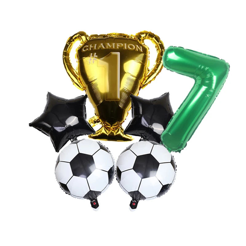 32inch Green Digital Number Foil Ballon Trophy Football Helium Balloons Kids Gifts Birthday Party Football theme Decoration
