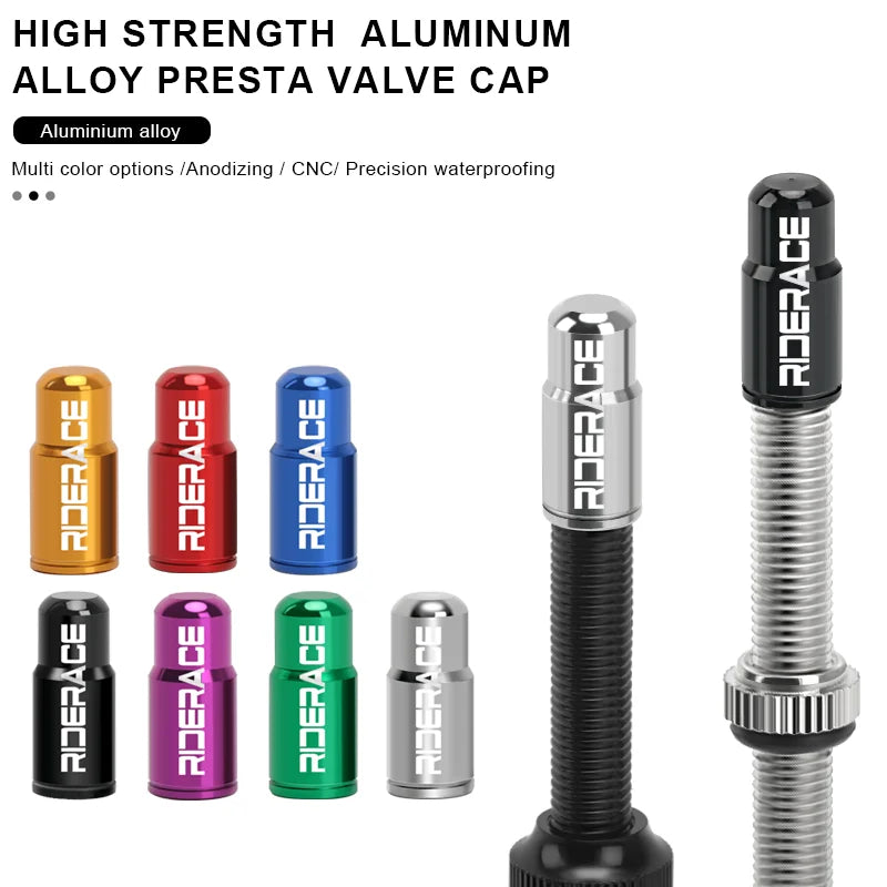 RIDERACE Bicycle Tire Valve Cap Aluminum CNC MTB Road Bike Tube Tyre Gas Nozzle Cover for AV FV Schrader Presta Valve Dustproof