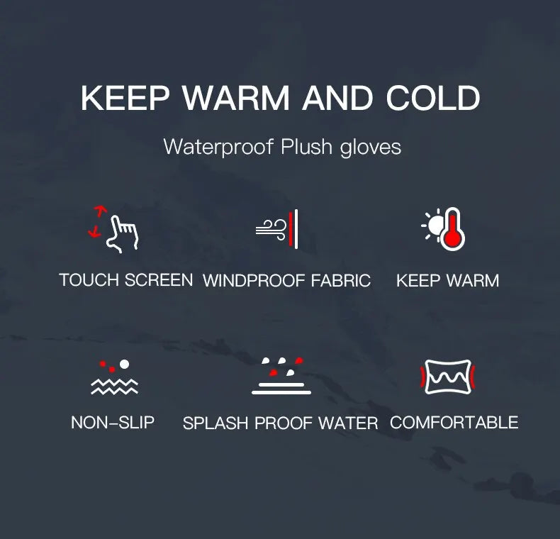 Autumn Winter Warm Cycling Gloves Thermal Outdoor Sport Running Bicycle Ski Gloves for Camping Hiking Motorcycle Gloves Men
