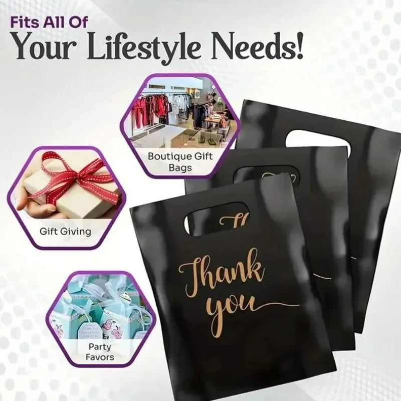 100PCS Thanksgiving Gift Bag Black Product Shopping Bag Candy Gift Packaging Thanksgiving Wedding Birthday Party Decoration