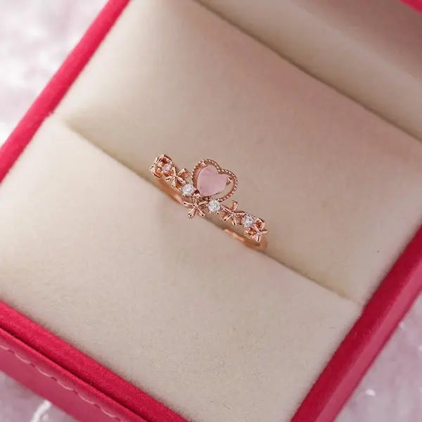 Fashion Crystal Zircon Rings Sweet Flower Leaf Butterfly Adjustable Open Rings Female Wedding Engagement Jewelry Gift