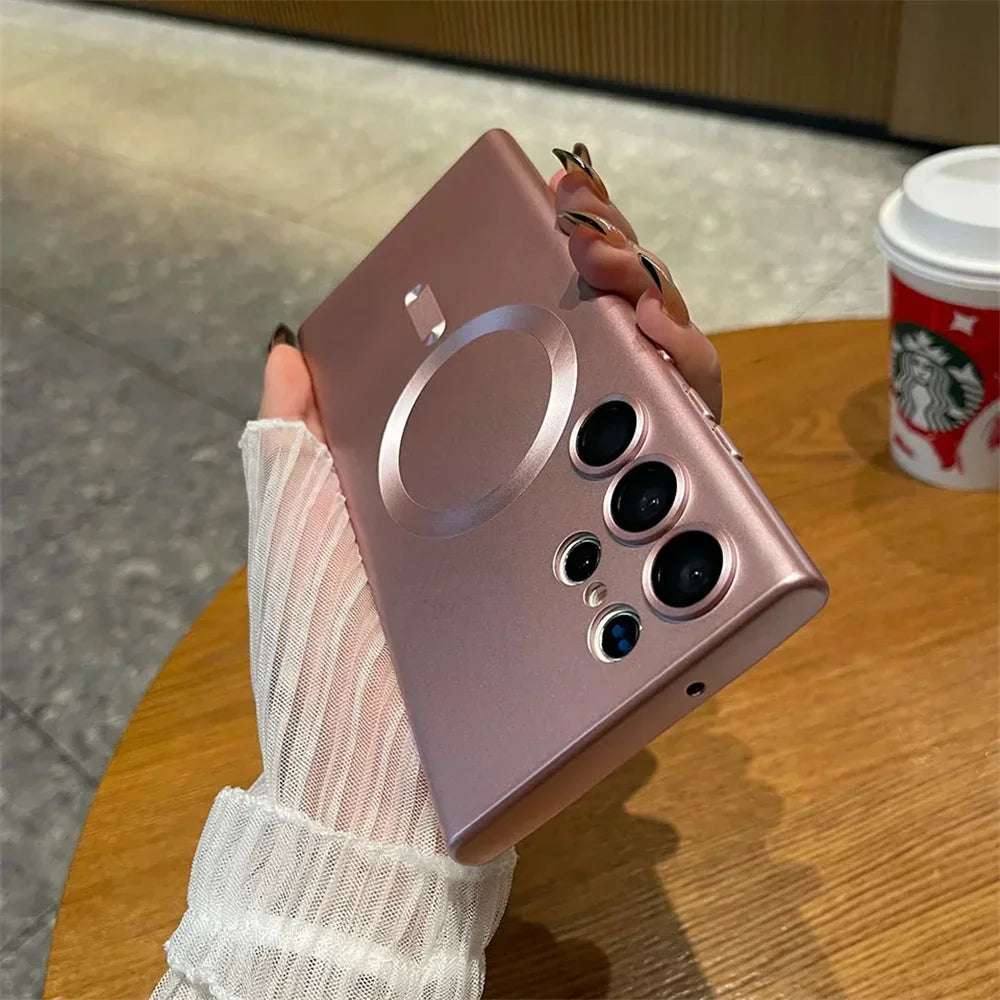Luxury For MagSafe Magnetic Wireless Charging Case For Samsung Galaxy S24 S23 S22 S21 Ultra Fe Plus Lens Protective Back Cover