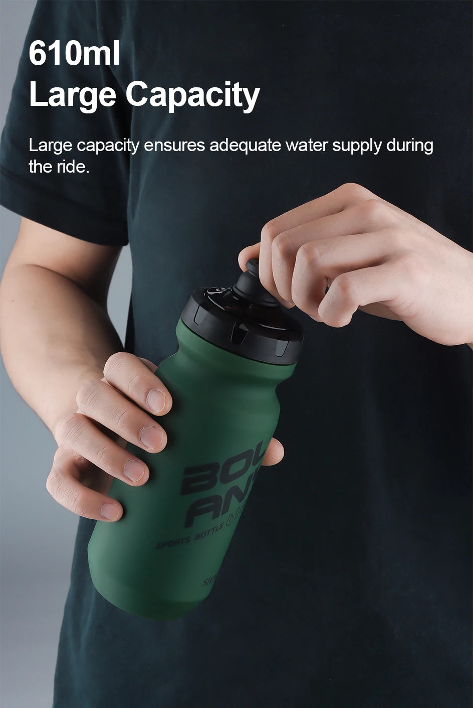 BOLANY 610ML PP Bicycle Water Bottle Squeeze Out Water Leak-Proof Cycling Outdoor Sports Water Bottle Fitness Plastic Water Cup