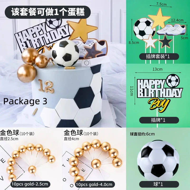 Football Boy Cake Decoration Football Field Player Doll Cupcake Top Happy Birthday Decoration Sports Children's Party Supplies