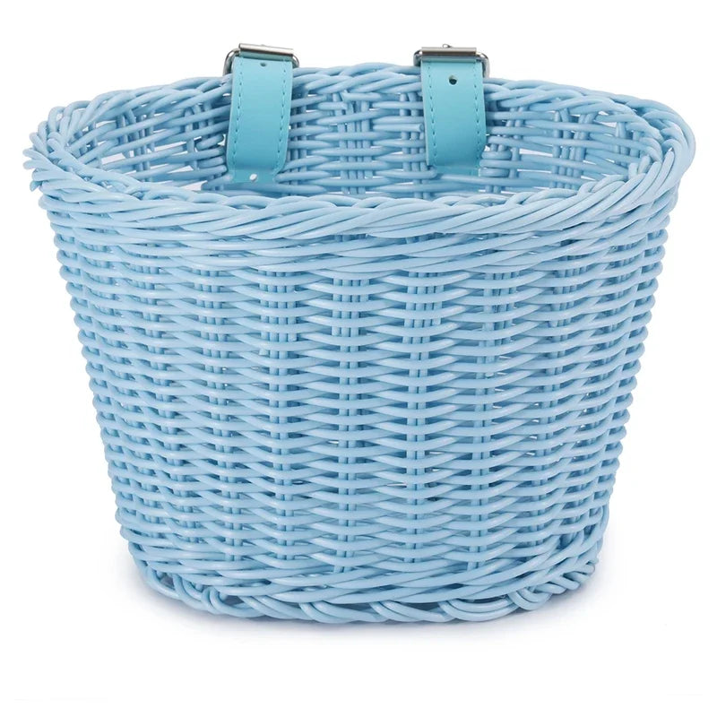 Front Handlebar Bicycle Basket Multifunction Traditional Bicycle Basket Waterproof Hand Woven Bike Basket for Kids Children Bike