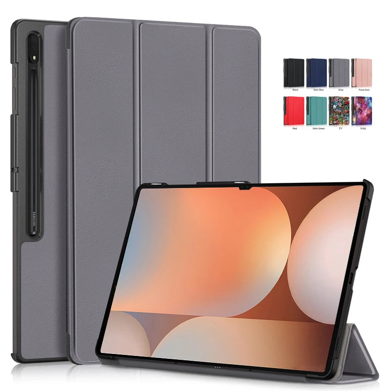 For Samsung Galaxy Tab S10 Ultra Case 14.6" Magnetic Fold PU Leather Stand Hard Tablet Funda For Galaxy Tab S9 Ultra Case Cover
