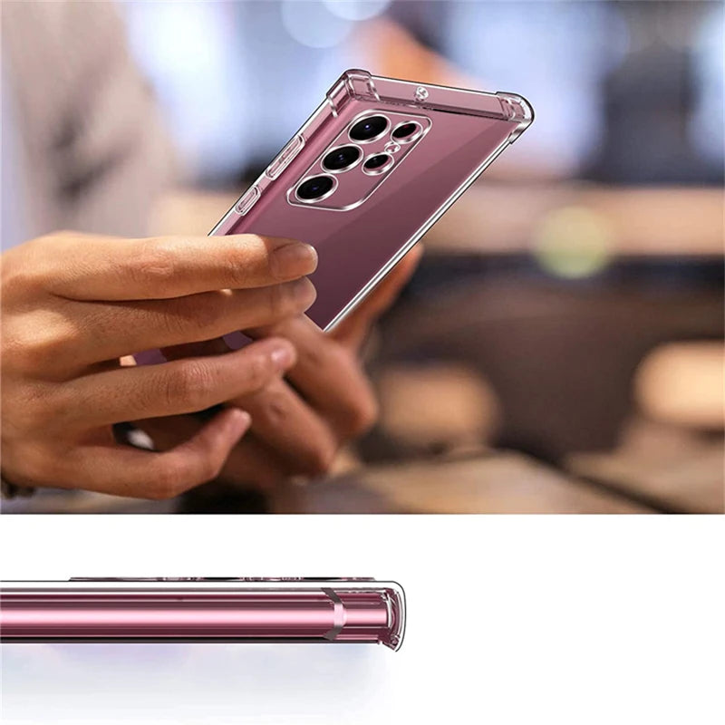 Shockproof Clear Silicone Soft Back Case For Samsung Galaxy S25 S24 S23 S22 Ultra Plus Phone Cases Covers