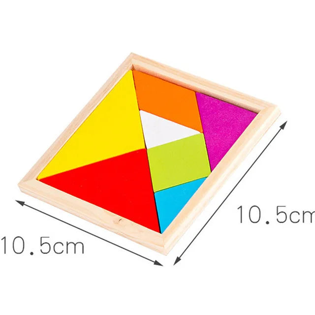 Montessori Wooden Toys 3D Jigsaw Puzzle Tangram Math Toys Baby Hand Grasp Board Shape Match Puzzle Educational Toys for Kids