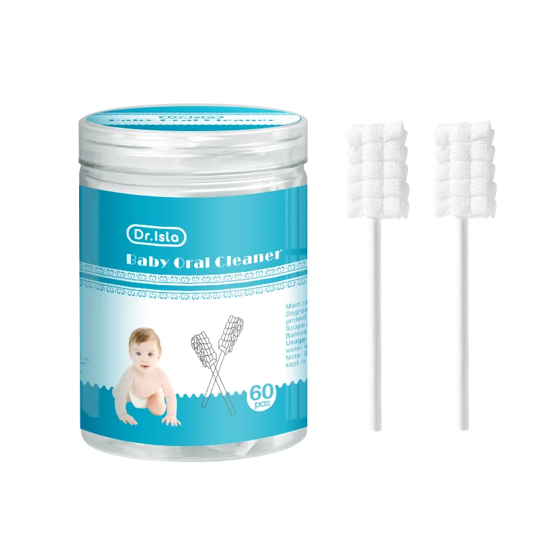 Dr.isla 60pcs Baby Oral Cleaning Stick Disposable Cleaner Milk Teeth Gauze Toothbrush Baby Tongue Washing For Newborn Oral Care