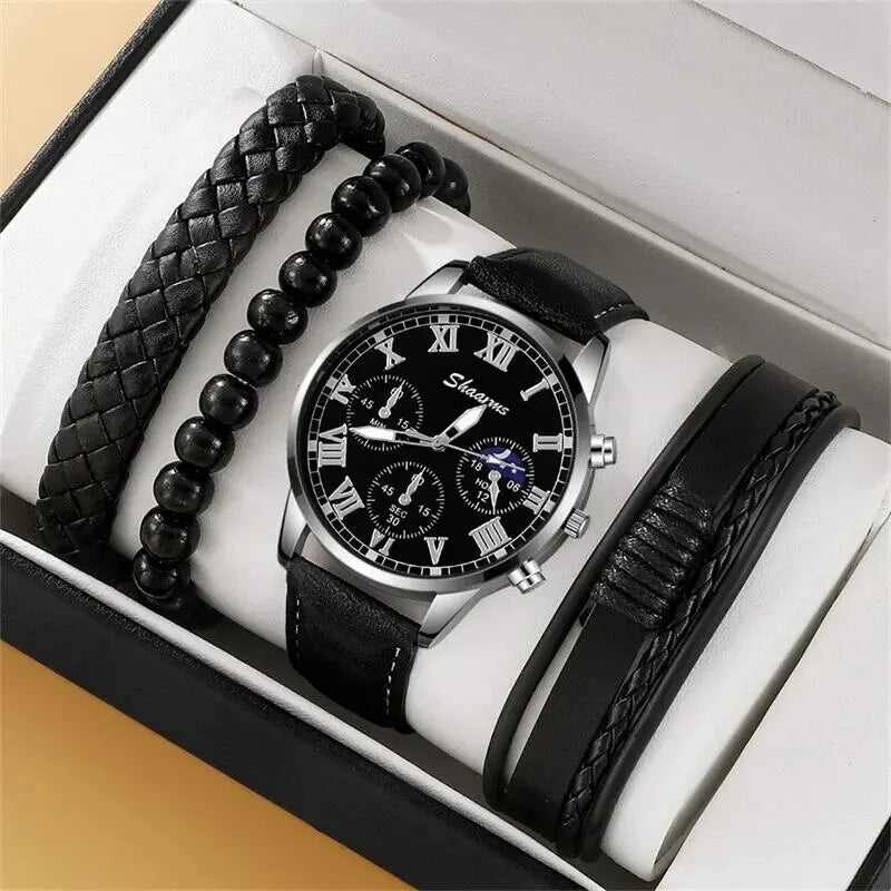 Fashion Mens Sports Watches Man Business Quartz Wristwatch Luxury Brown Leather Bracelet Men Casual Luminous Clock Watch
