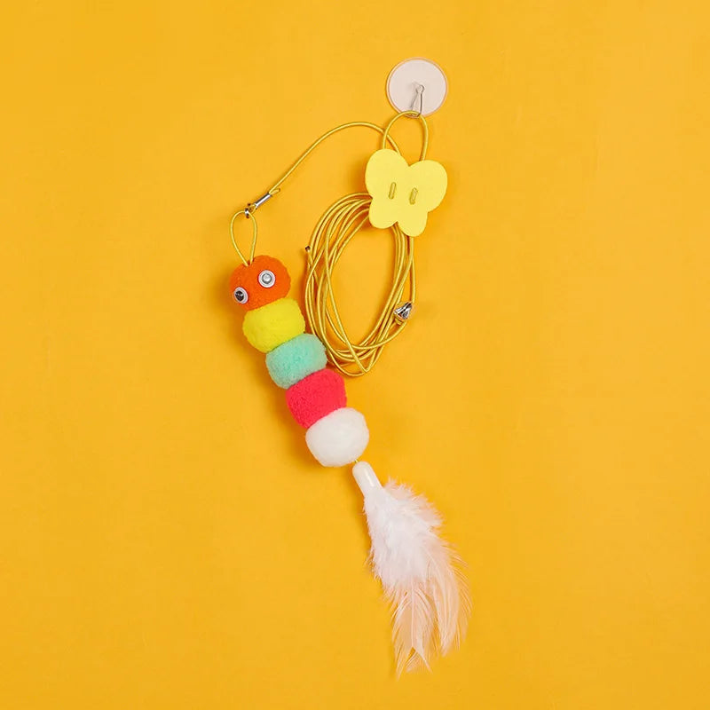 1PC Cat Hanging Cat Toy Hanging Door Elastic Rope Cat Stick Feather Pet Supplies For Cats And Dogs