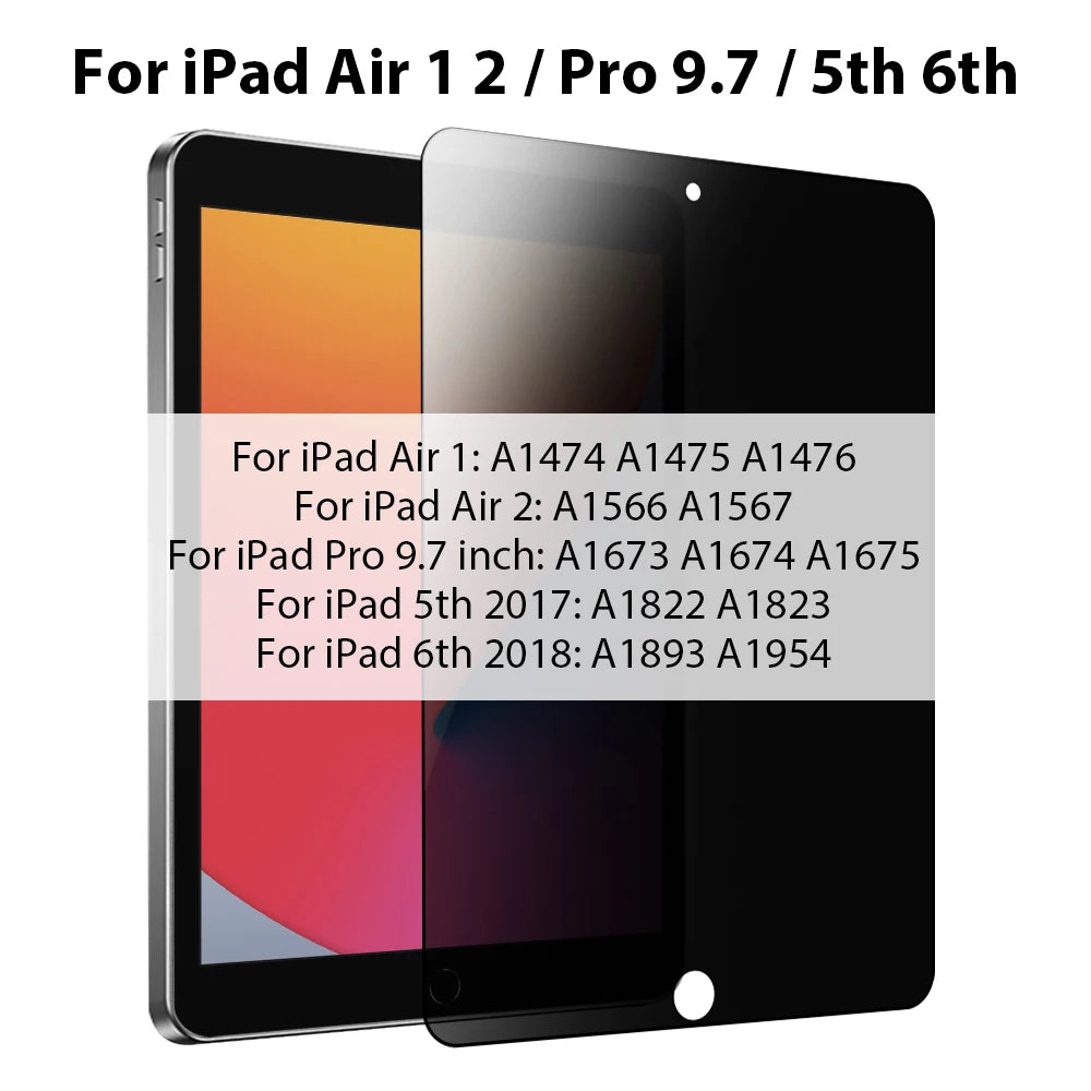 Privacy Glass For iPad Pro 12.9 11 13 2024 M4 M2 10th Gen Screen Protector For iPad Air 5 4 3 7th 8th 9th 10.2 Mini 6 10.5 Film