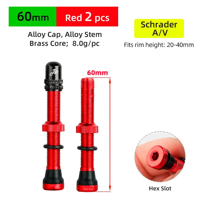 Deemount 2PCS Bicycle Tubeless Schrader Nipple A/V Valves Brass Core CNC Machined Anodized for MTB Road Bike Tubeless Rims