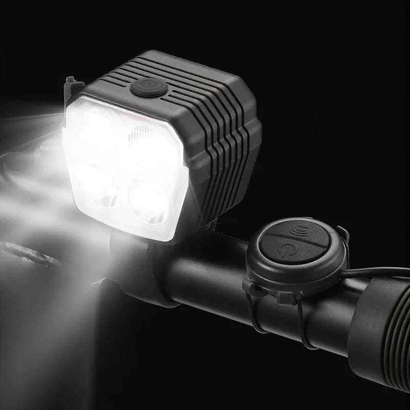 Bicycle Headlight Horn 2-In-1 Bike Near And Far Light 2/4 Lamp Beaded Wire Control Bell Horn Mountain Bike Accessory