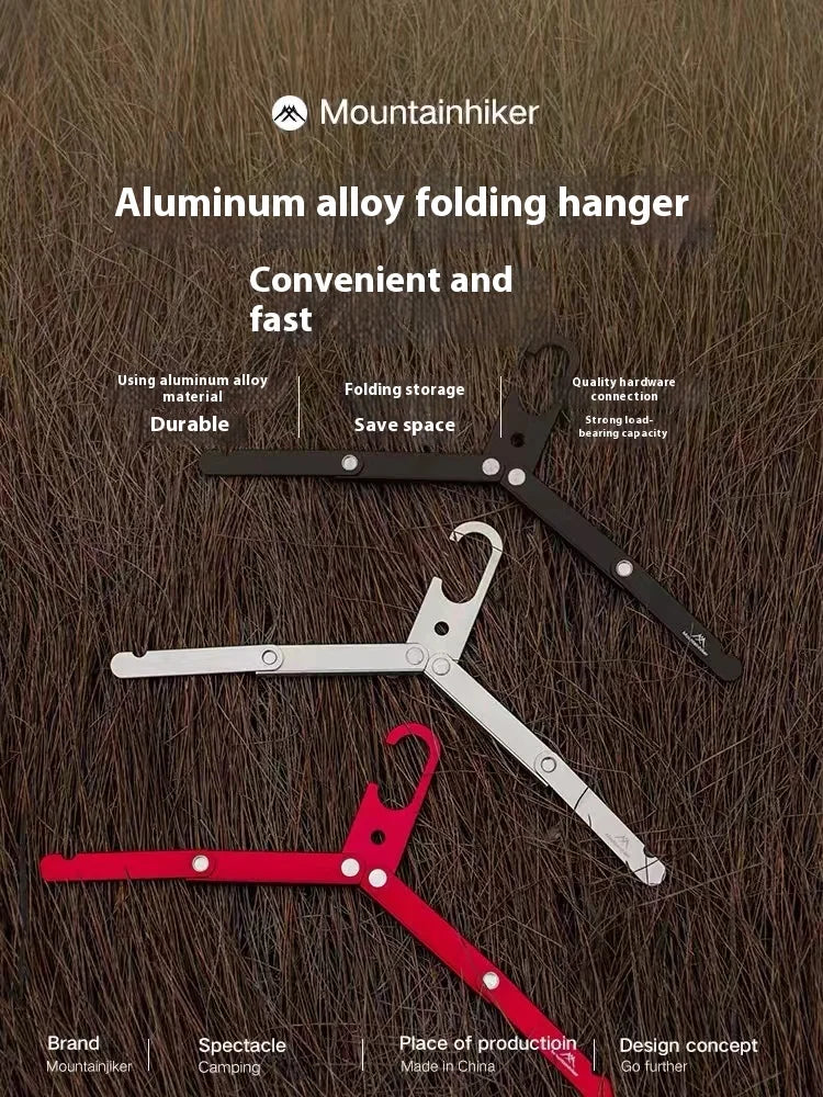 Mountainhiker Foldable Household Aluminum Clothes Hanger, Outdoor Camping Portable Clothes Hanger, Travel Metal Clothes Hanger