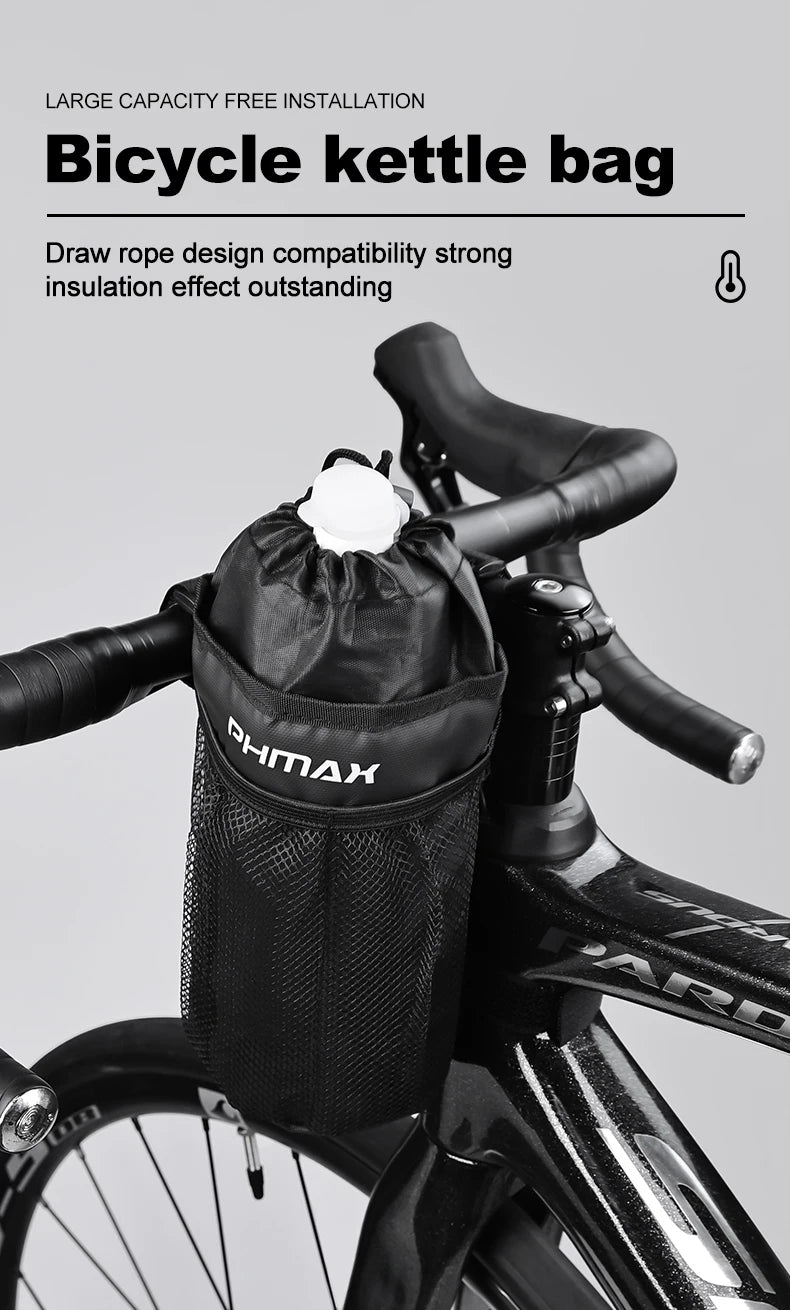 PHMAX Bike Bottle Holder Cycling Water Bottle Carrier Pouch Insulated Kettle MTB Road Bicycle Handlebar Bag Accessories