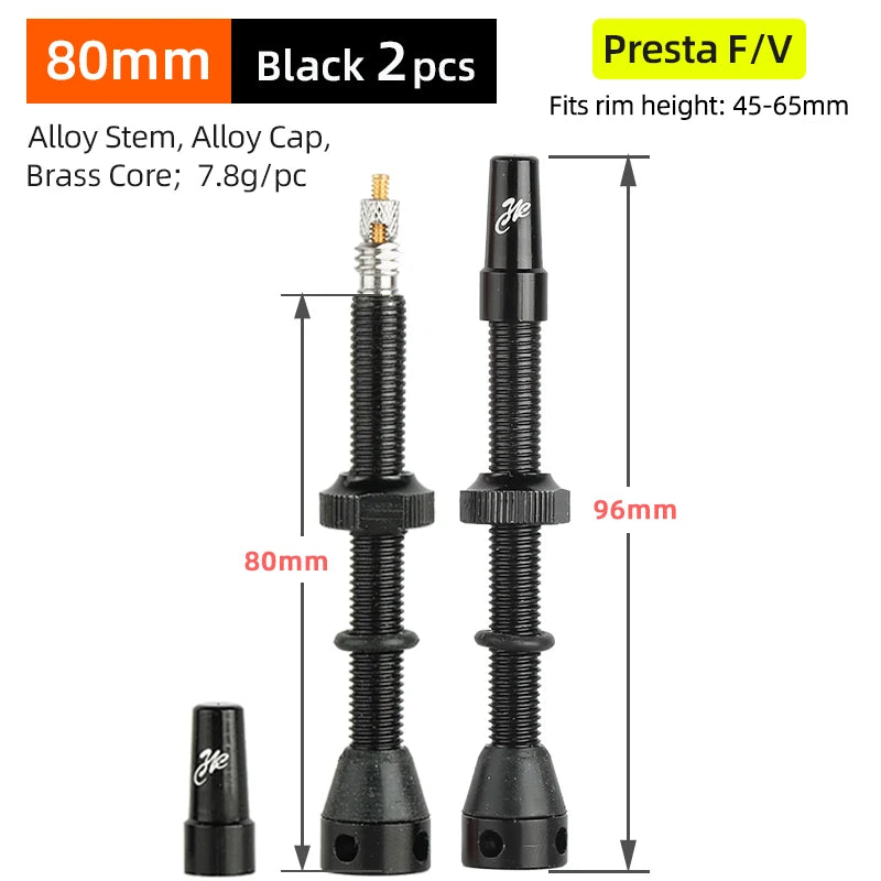 Bicycle F/V Tubeless Valve 44 60 80mm W/Tool Optional For Gravel Bike Aluminum alloy Pole Brass Core Presta Valve Cycling Parts