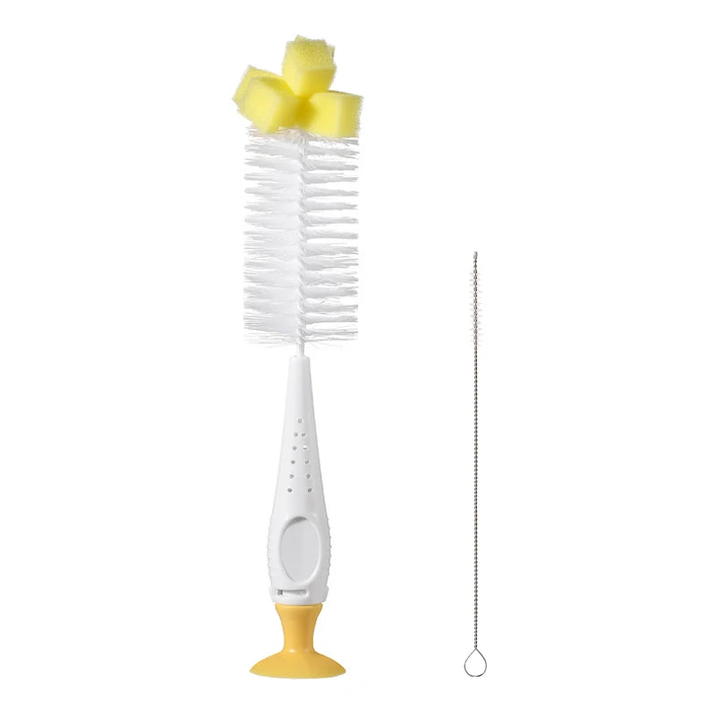 SAIDAH Simple Nylon Sponge Suction Feeding Bottle Nipple Pacifier Brush Set Water Sippy Vacuum Cup Cleaning(2 in 1)