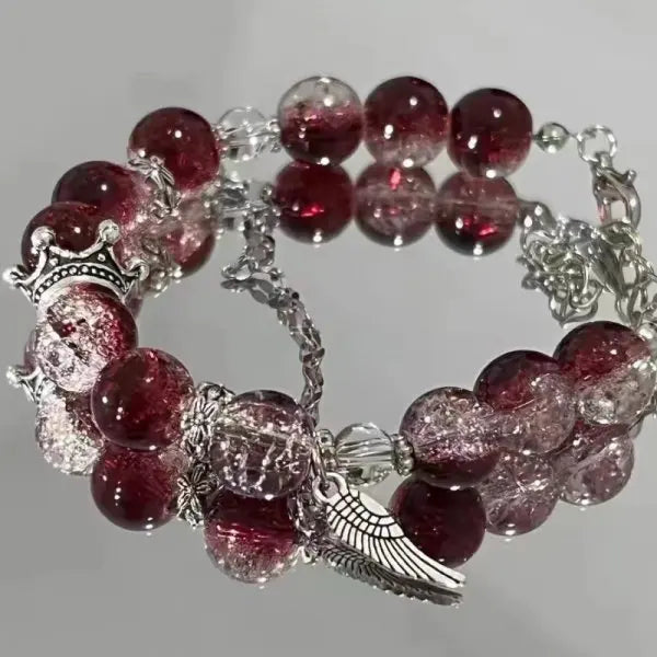 New Fashion Y2K Sweet Cherry Blossom Bracelet For Women Exquisite Elegant Flower Crystal Beaded Bracelet Girl Party Jewelry Gift