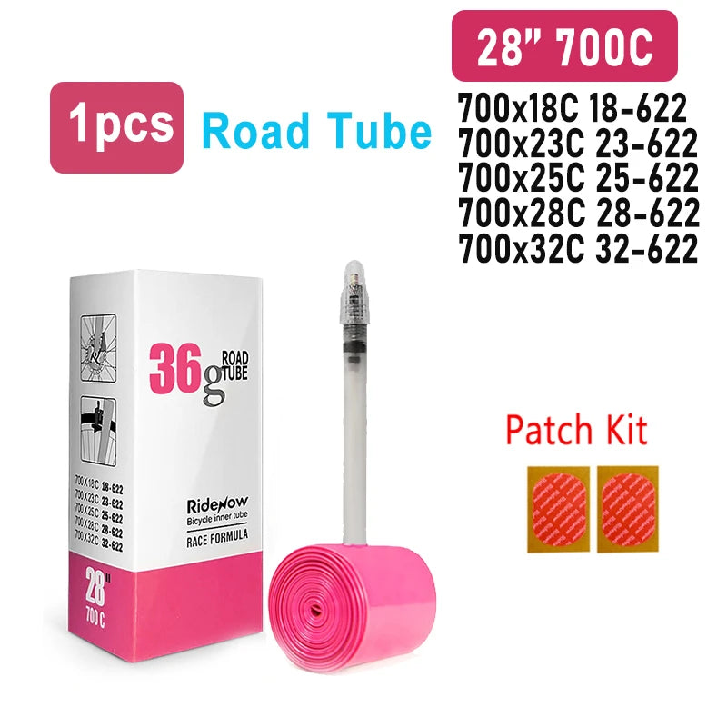 RideNow TPU Bike Inner Tube 700C X18 23 25 28 32 35 37 40C MTB Gravel Ultralight Bicycle Tire 26 /27.5 /29 Inch with Patch Kit