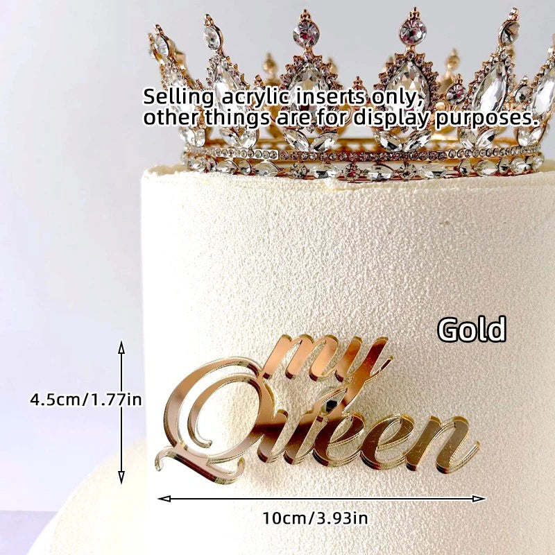 1/3/5pcs Acrylic Birthday Queen Gold Cake Topper Happy Birthday Party Sides Cake Decorations Accessories