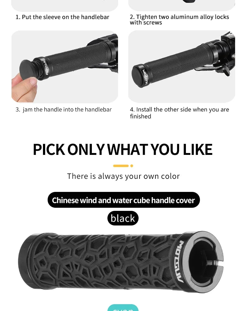MOTSUV Bicycle Handle Bar Grips MTB Bike Soft Double-sided Locking Handlebar Cover Plug Rubber Non-slip Cycling Accessories Part