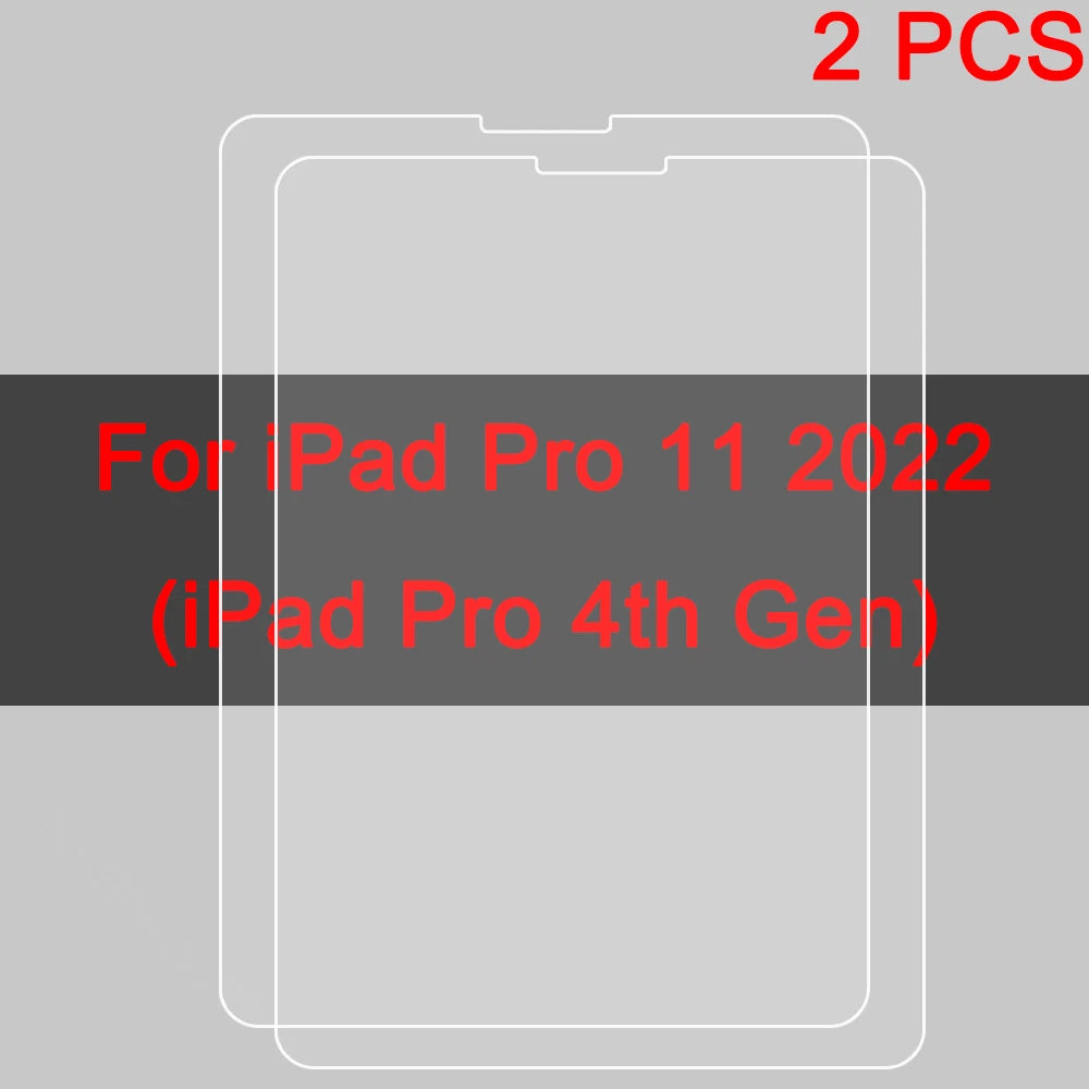 2PCS Tempered Glass Screen Protector for iPad 9 8 7 6 10 Air 5 4 3 2 Mini iPad 10.2 9.7 10. 5 10.9 11 New iPad Pro 2022 2021 20