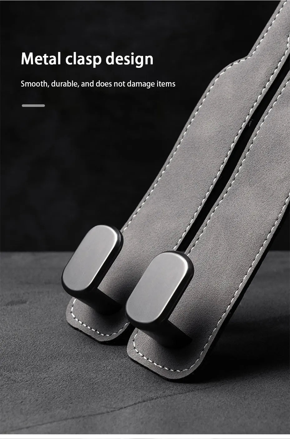 SEAMETAL Quality Car Headrest Hook Premium Suede Rear Seat Hanging Dual Hook 20KG Large Load-Bearing Alloy Hook Hanger Universal