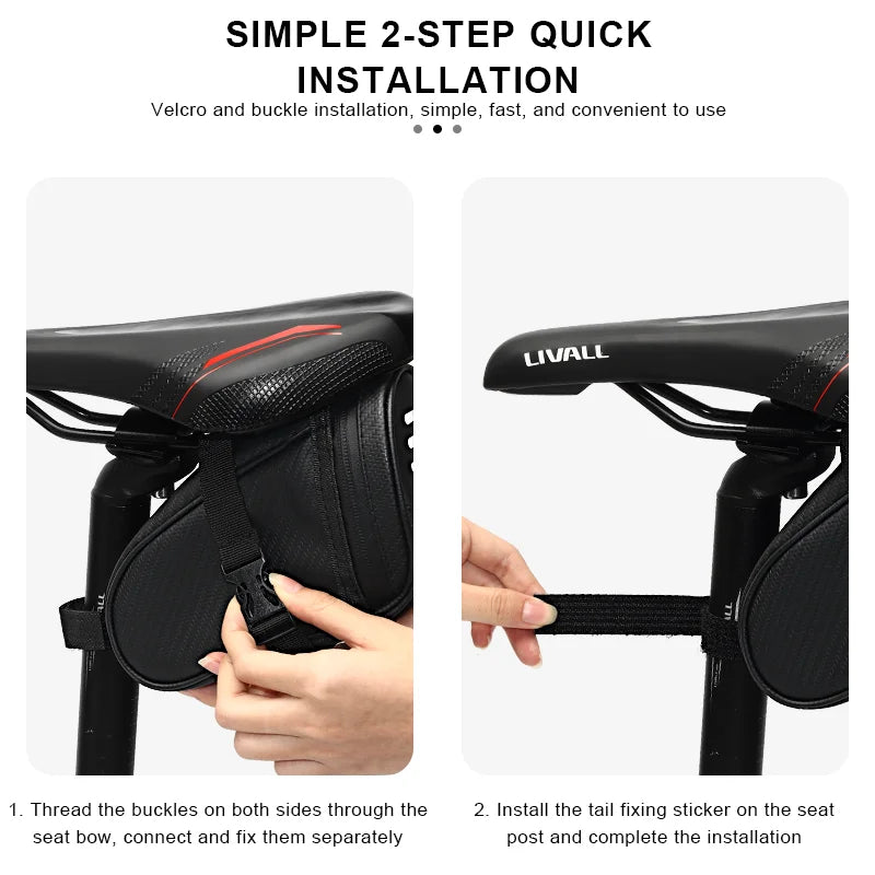 RIDERACE Bicycle Saddle Bag Small Waterproof Storage Black Reflective For MTB Road Mountain Bike Seat Tail Rear Tool Pouch Bag