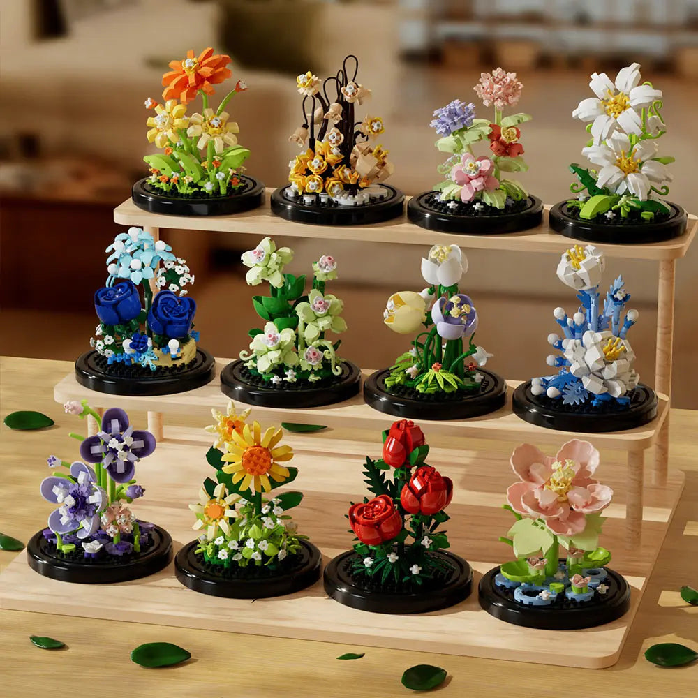 Diy Micro Flower Building Blocks Mini Bricks Particles Eternal Life Flowers Home Decoration Assembling Puzzle Toy Christmas Gift