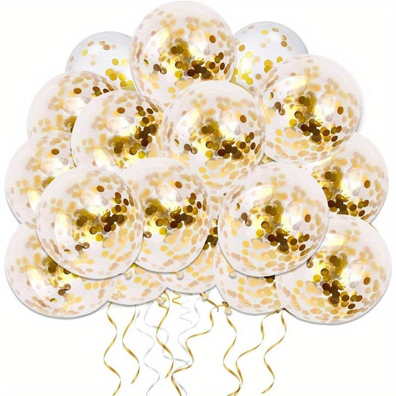 10pcs Gold Confetti Latex Balloons, 12 inch Gold Balloons with Golden Paper Dots for Graduation Wedding Birthday Baby Shower