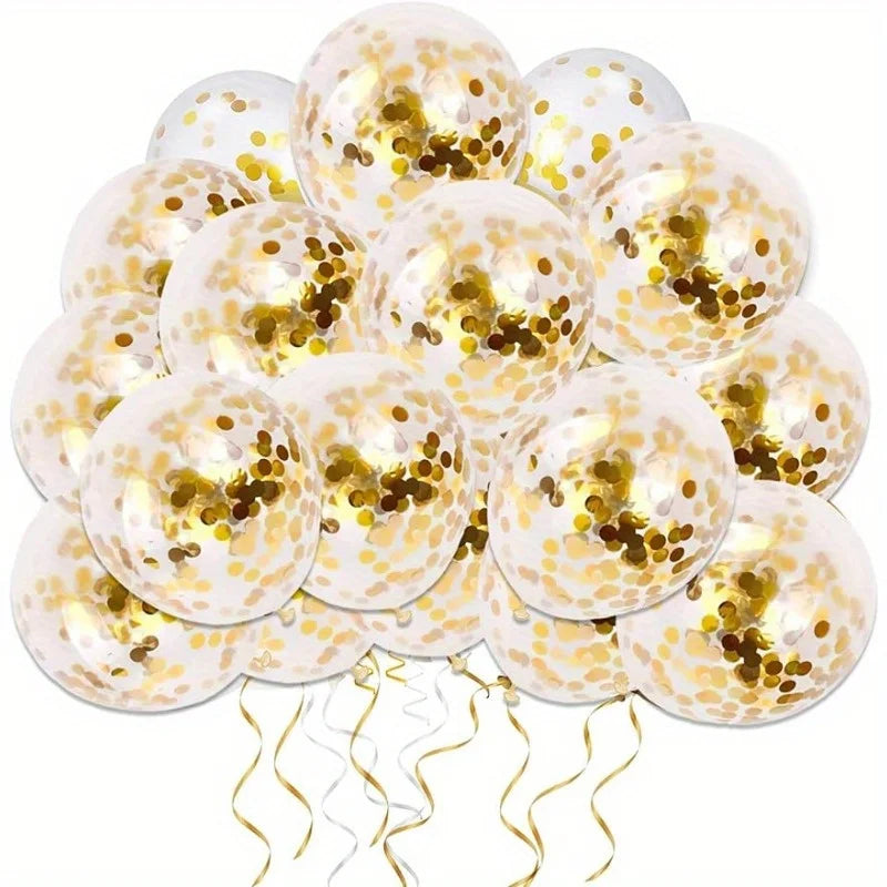 10pcs Gold Confetti Latex Balloons, 12 inch Gold Balloons with Golden Paper Dots for Graduation Wedding Birthday Baby Shower
