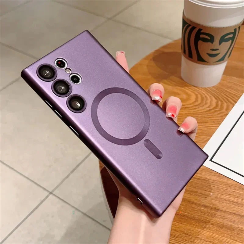 Luxury For MagSafe Magnetic Wireless Charging Case For Samsung Galaxy S24 S23 S22 S21 Ultra Fe Plus Lens Protective Back Cover