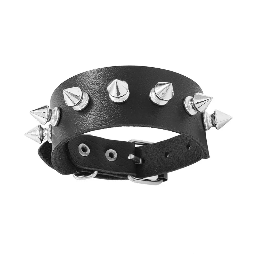 Punk Rivet Star PU Leather Bracelet For Women Men Hip Hop Gothic Dark Girl Rock Jewelry Pendant Love Chain Hip Hop Accessories