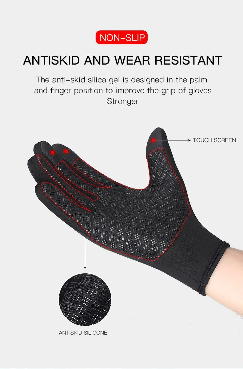 Autumn Winter Warm Cycling Gloves Thermal Outdoor Sport Running Bicycle Ski Gloves for Camping Hiking Motorcycle Gloves Men