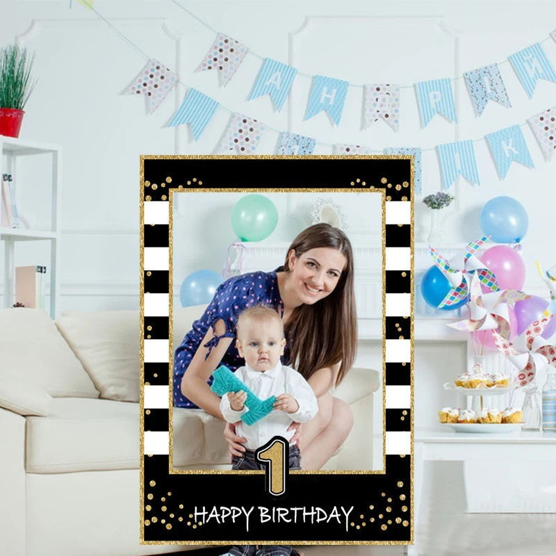 Birthday Photo Booth Frame Props ONE Year Old Birthday Party Decorations Adult Photo Booth Props 1/16/21/25/30/40/50/60th