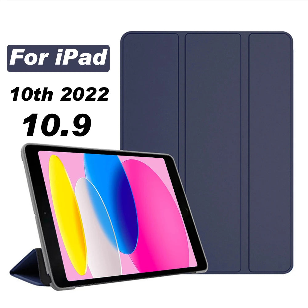 New iPad 10 2022 10th Generation A2696 PU Leather Tablet Folding Smart Cover Funda for Apple iPad 10 9 Inch Protective Case