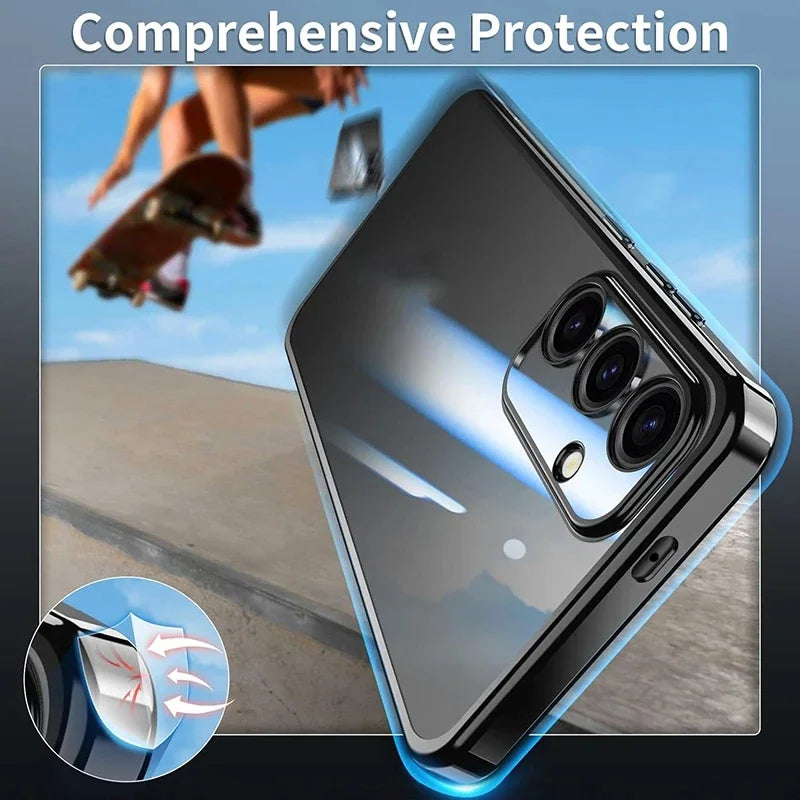 Luxury Glitter Plating Silicone Soft Case For Samsung Galaxy S25 S24 S23 FE Plus Ultra Transparent Clear Shockproof Back Cover