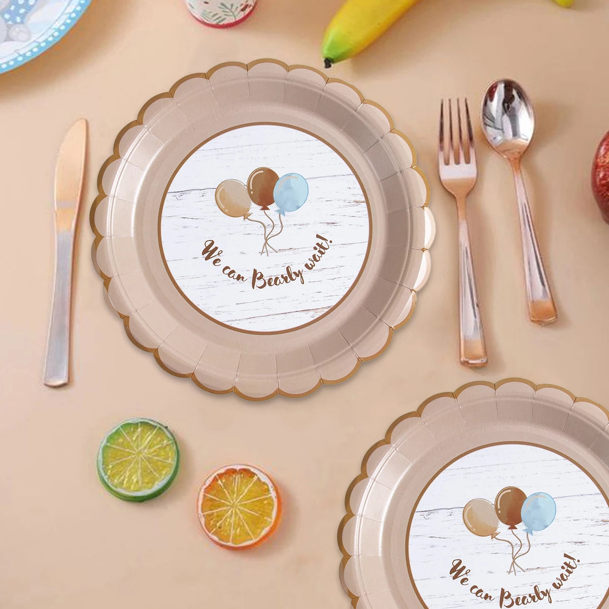 Bear Happy Birthday Decorations Wall Backdrop Banner Paper Plate Cup Gift Bags for Baby Shower Supplies Bear 1st Birthday Decor