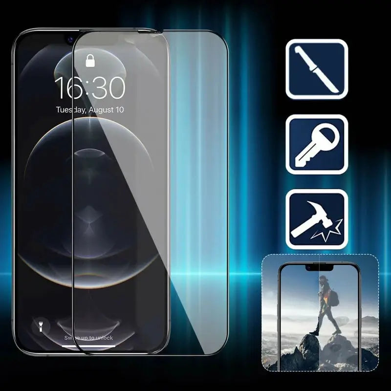 4PCS 500D Full Cover Protective Glass For iPhone 13 12 11 14 15 Pro Max Tempered Screen Protector iphone 14 15 16 PLUS Glas Film