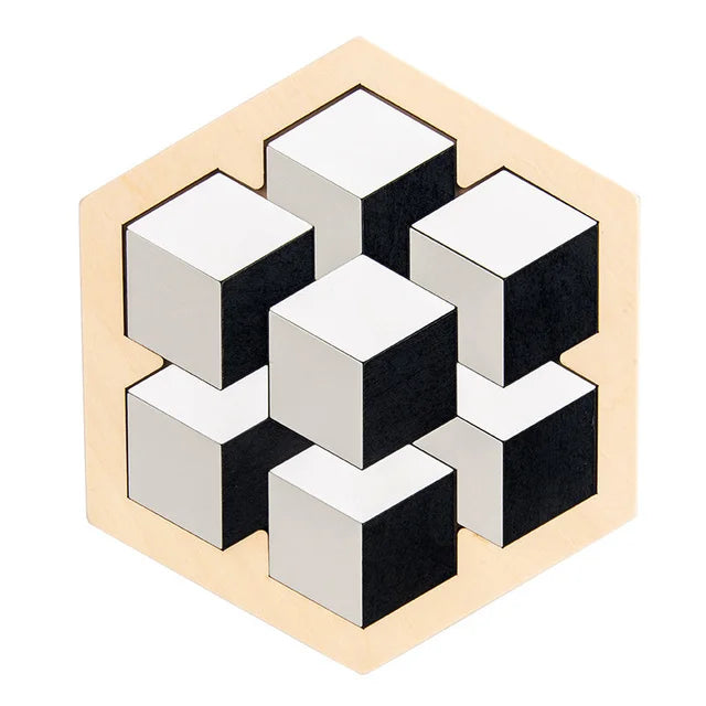 Montessori Wooden Toys 3D Jigsaw Puzzle Tangram Math Toys Baby Hand Grasp Board Shape Match Puzzle Educational Toys for Kids