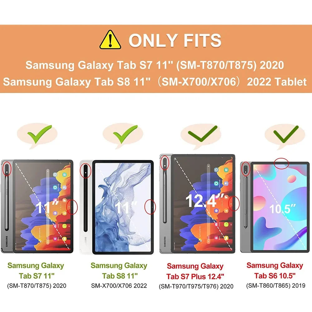 For Samsung Galaxy Tab S7/S8/S9 Plus Fe Case SM-T870 T970 T860 P610 T736 X800 X806 Cover Screen Protector for Tab S6 lite 10.4