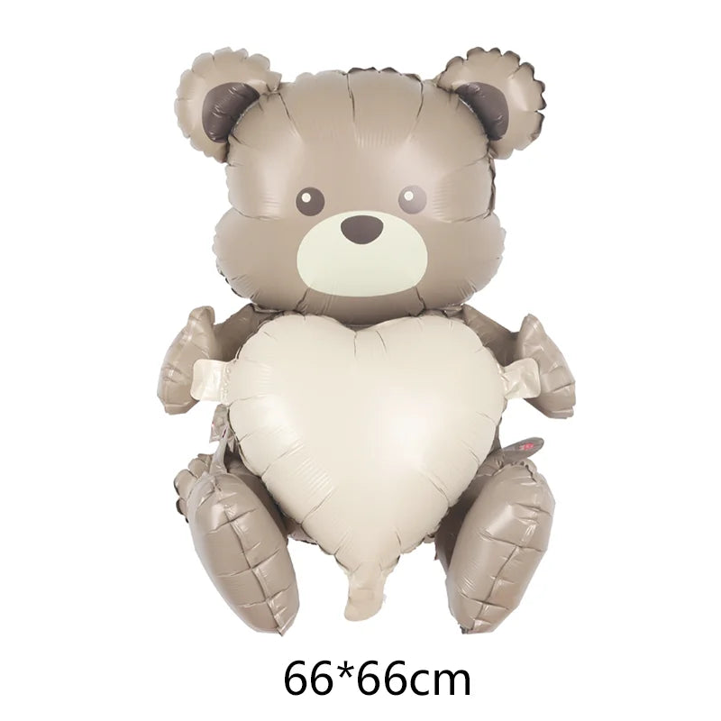 Cute Matte Rainbow Cake Bear Foil Balloon Kids Adult Birthday Party Decorations Cartoon Bow Candy Ice Cream Balloons Globos
