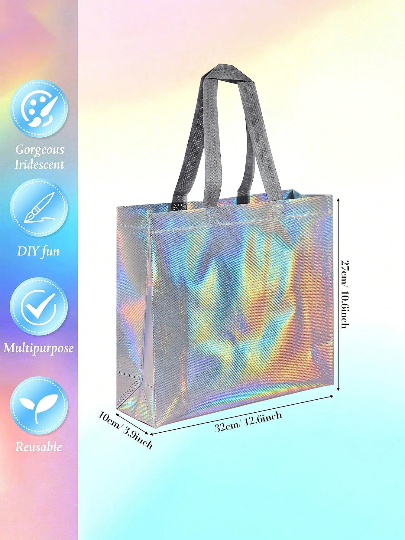 1/5/10pcs silver reusable gift tote grocery shopping bags apply to bridesmaids birthday party wedding, bachelor party supplies