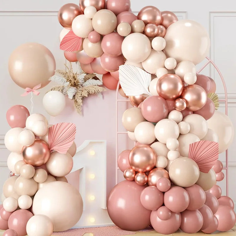 Blush Retro Pink Ivory White Balloons Garland Arch Kit for Birthday Party Wedding Baby Shower Decorations Party Supplies