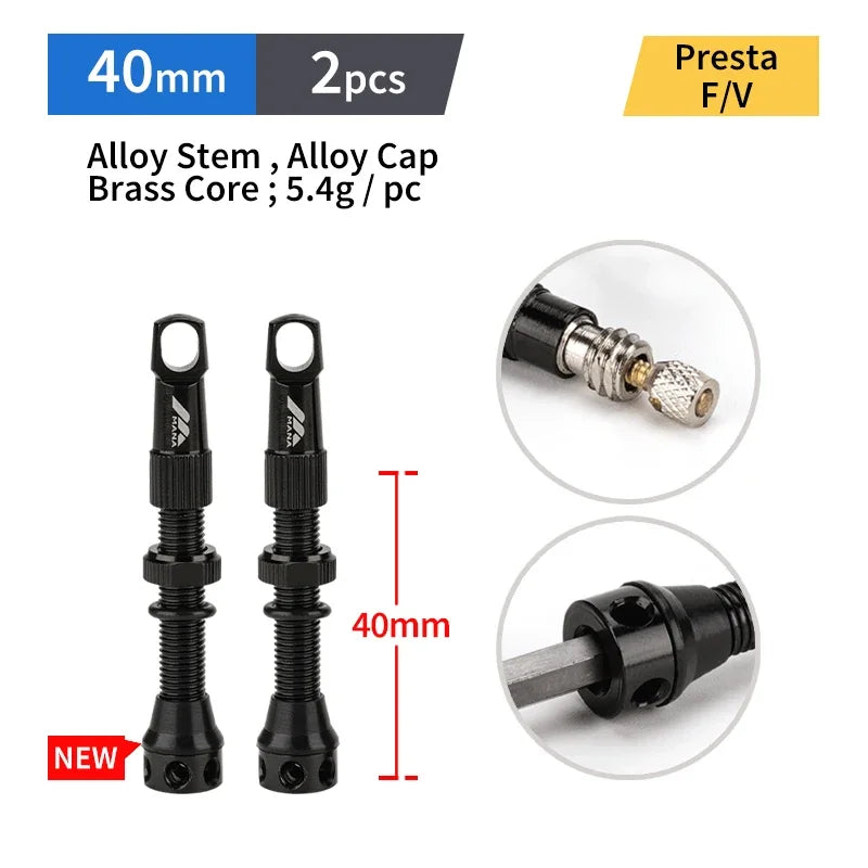 MANA 1Pair Bicycle Presta Valve 40/53/63/78/100mm 7075 Aluminum Alloy For Tubeless Road/MTB/Gravel Bike-ELITEWHEELS Valve