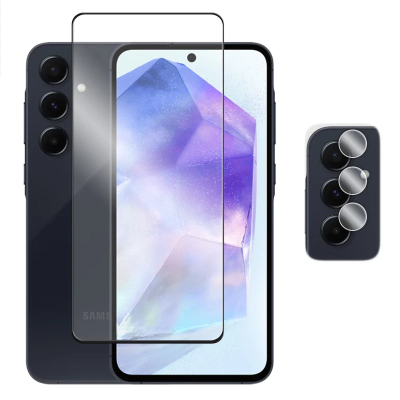 For Samsung Galaxy A55 5G Glass For Samsung A05s A05 A15 A25 A35 A55 Tempered Glass 2.5D Full Cover Glue Screen Protector Film