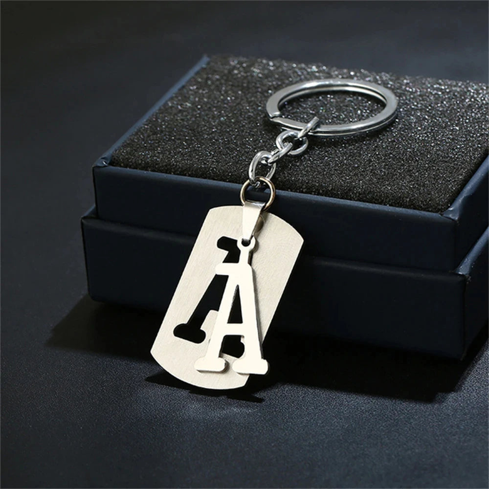 NEW DIY Stainless Steel A-Z Letters key Chain Charm 26 Letters KeyChain Men Women keychain Couple gift Jewelry Car Key Ring